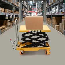 Hydraulic Lift Table Cart 770lbs 51" Lifting Height Double Scissor w/ 4 Wheels