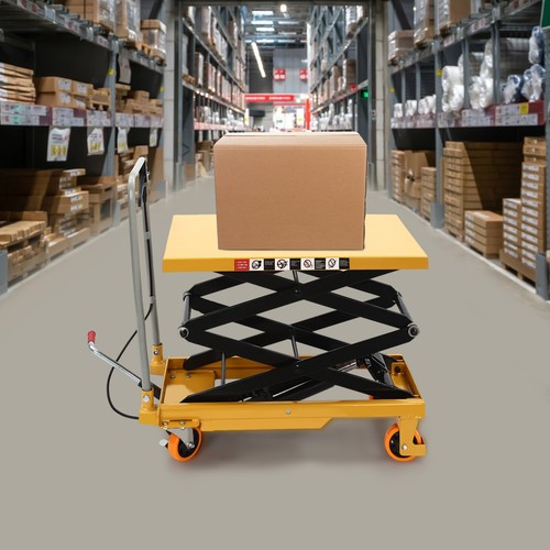 Hydraulic Lift Table Cart 770 lbs Manual Double Scissor Lift Table 51" w/ Wheels - Picture 14 of 21