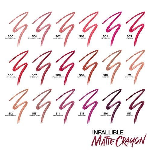 LOREAL Infallible Matte Lip Crayon Lipstick CHOOSE YOUR COLOUR - Picture 2 of 31