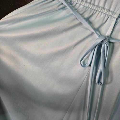 Vintage Prairie Cottagecore 70s Small Flutter Sleeve Pleated Powder Blue Dress - Picture 6 of 7