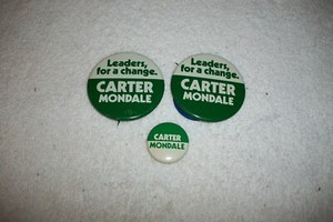 Vintage Carter Mondale Pinback Button Re Election Campaign Pin Green White United States Presidential Campaign Souvenir PanchosPorch
