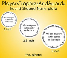 ROUND shaped engraved NAME PLATE Thin plastic personalized Custom circle PTA
