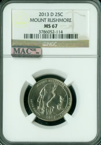 2013 D MOUNT RUSHMORE PARKS QUARTER NGC MS67 PQ MAC SPOTLESS *