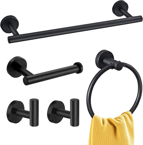 Juego de 5 herrajes para baño en negro mate - Bild 10 von 12