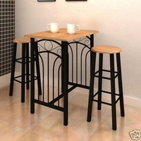Bar And Stool Set Table Chairs 3 Pieces Black Breakfast Kitchen Dining Furniture Bar And Stool Set Table Chairs 3 Pieces Black Breakfast Kitchen Dining Furniture