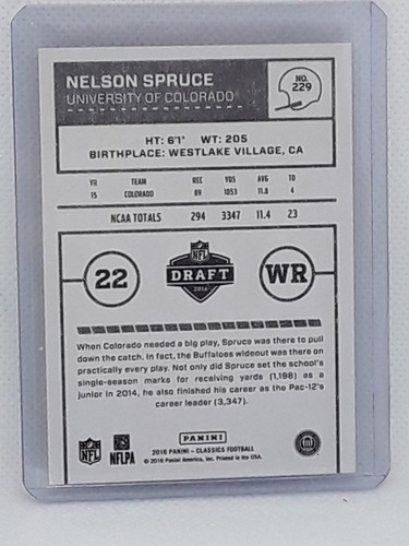 Nelson Spruce 2016 Classics Football - Glossy #229 - Colorado Buffaloes - Picture 2 of 2