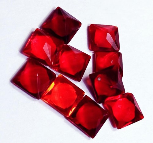 Brazilian Red Topaz Loose Gemstone 18.70Ct/10 Pcs. Lot Square Cut With Free Gift - Picture 6 of 7