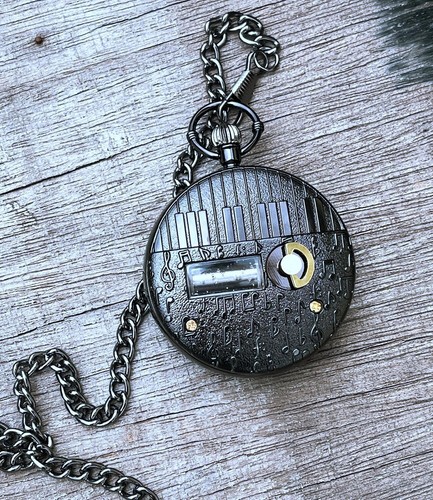 Pocket Watch Music Box Music Movement Skeleton Oversized Quartz Pendant Watches - Picture 6 of 6