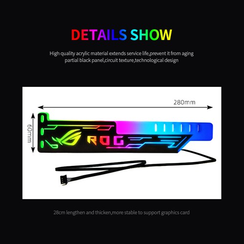RGB25 RGB Graphics Card Stand Colorful Horizontal 12V 2Pin Supply with LED D5B7 - Picture 3 of 12