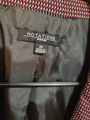Notations Women's Suit Jacket Size 2X Black Red Beige Coat Lined - Picture 2 of 10