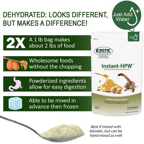 Instant-HPW (1 lb.) - All Natural High Protein Nutritious Sugar Glider Food - Picture 3 of 12
