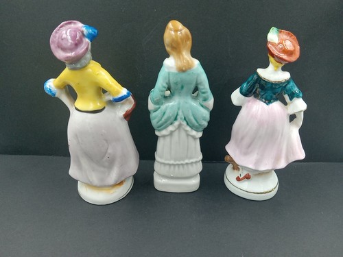 Set of 3 Vintage Porcelain Victorian Lady Figurine's Colorful Made In Japan 5" - Picture 6 of 14