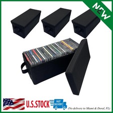 CD Storage Boxes 4 Pack Durable CD Case Organizer with Lid, Disc Container Set