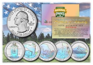2010-America-The-Beautiful-HOLOGRAM-Quarters-U-S-Parks-5-Coin-Set-w-Capsules