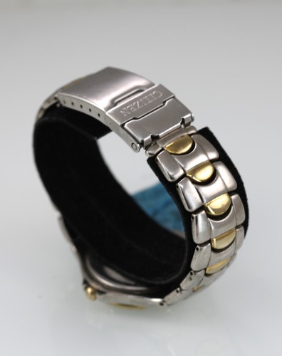 Citizen Watch Men Silver Gold Stainless Steel 50m Battery Date Blue Quartz - Picture 2 of 6