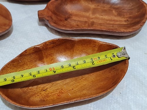 Vintage  Wooden Tray/dips /crisps   Set of 6 Wood Hand Made  ,monkey pod wood - Picture 11 of 20