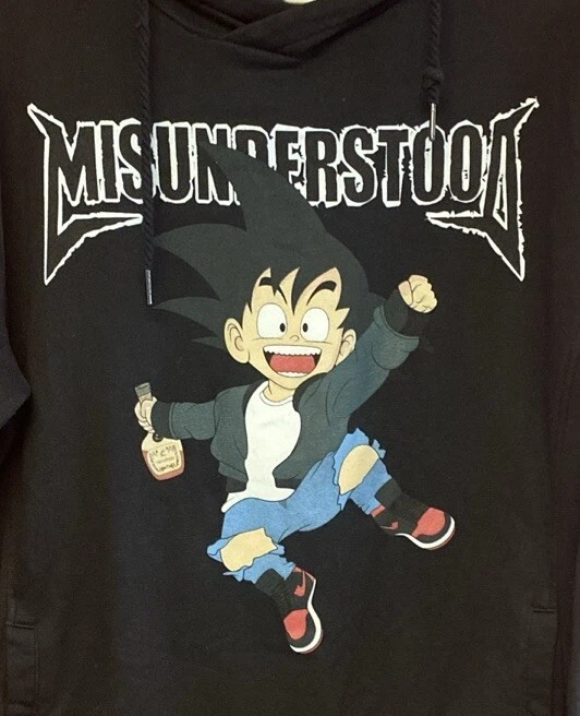 Sudadera con Capucha Negra Entree LS Misunderstand Goku Talla Grande Hennessy Anime Dragonball Z Foto 2 de 4