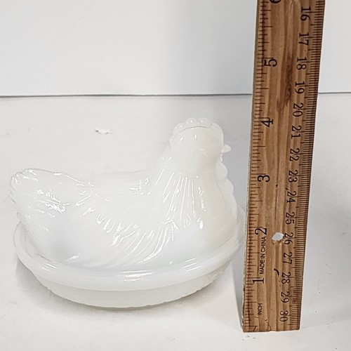 Vtg. Wite Milkglass Hen On Nest Small Candy/trinket Dish Carnival Glass - Picture 9 of 11