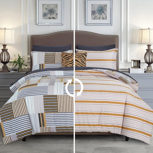 8-Piece Animal Print Reversible Comforter Set - King/Cal King, Gold Splendor - Picture 4 of 9