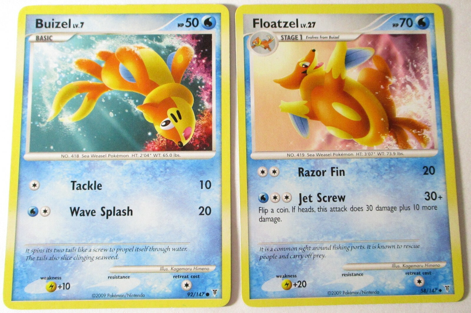 Buizel 72/130 & Floatzel 26/130 Diamond & Pearl 2 Pokemon Card