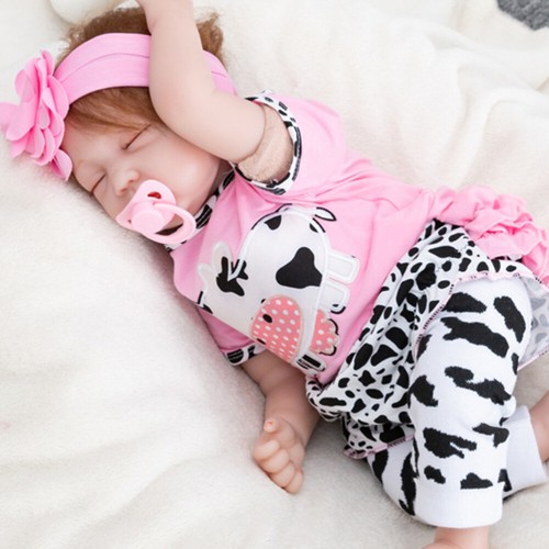 4Pcs Clothes Set Reborn Doll Girl Clothes Doll Pink Cow Set for 20-22" Doll - Picture 8 of 12