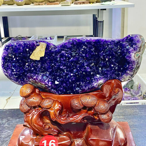 18,72 lb améthyste naturelle brésilienne pointe cristal grappe quartz géod druzy - Photo 7/15