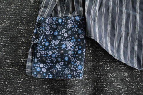 Kenzo Homme Men Dress Shirt 16 Neck Black Beige Stripe Blue Floral Contrast Cuff - Picture 8 of 11