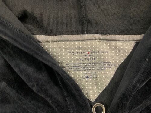 Tommy Hilfiger Jacket Mens XL Black Velour Fleece Jacket Logo Full Zip Hoodie - Picture 7 of 10