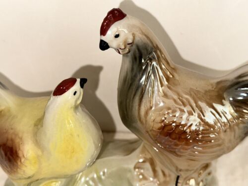 Vintage Retro Keramik Hahn & Henne Huhn Glanzware Figur Made In Brazil - Bild 2 von 8