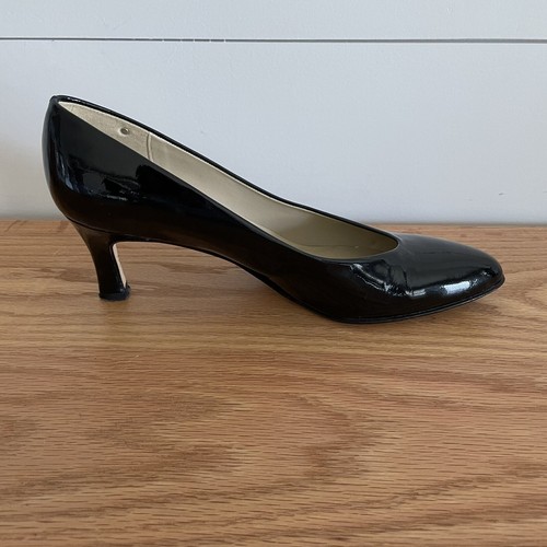 Etienne Aigner Patent Leather Kittens Heels Pumps Shoes Size 8.5 Black Heel Shoe - Picture 9 of 22