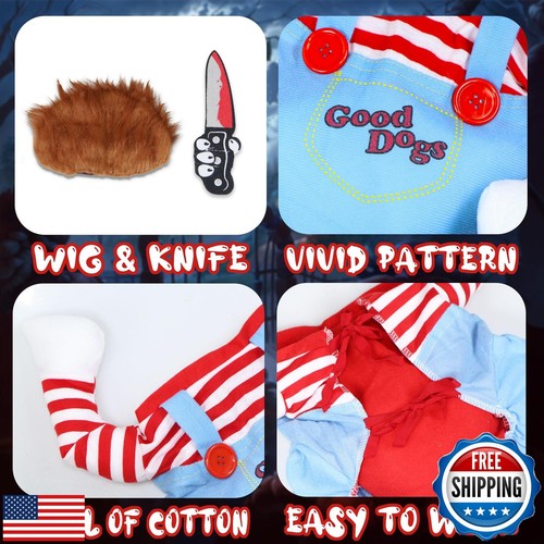GOYOSWA Dog Halloween Costumes, Pet Deadly Doll Dog Costume Funny Dog Costume - Picture 4 of 5