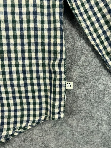 Haggar Button Up Shirt Mens Large Green Check Long Sleeve Work Casual Mens - Picture 5 of 10