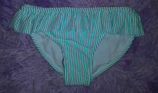 Girls Aqua / White Stripe Ruffle Swimsuit Bottoms - Size 7 - NWOT 