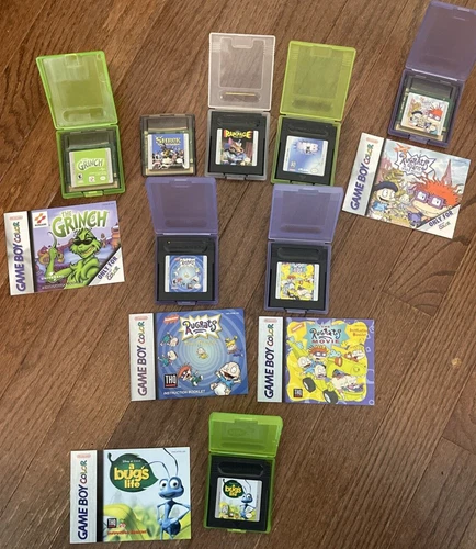 Gameboy Color Lot Of 9 Games Shrek Rampage MIB Grinch Rugrats Jam 99 ALL Manuals