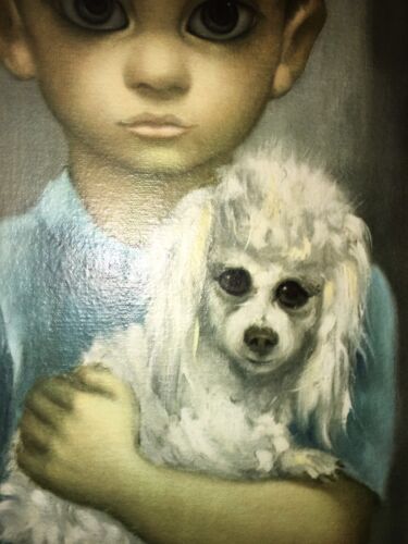 Giclee vintage Margaret Keane ""No Dogs Aloud"" ragazzo e cane su tela 12"" X 24"" arte - Foto 11 di 12