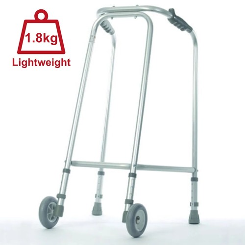 Ultra Lightweight Narrow Aluminium Walker Mobility Aid Walking Frame with Wheels - Picture 2 of 9