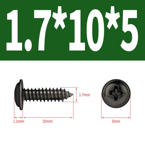 Black Zinc M1.2-M4 Flanged Self Tapping Screws Phillips Flange Head Tappers - Picture 25 of 54