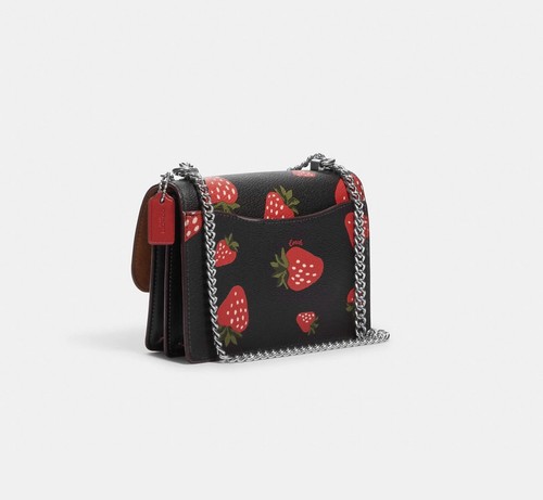 ☂️🍄Coach ☄️Mini ☄️Tracolla trasparente con stampa fragola selvatica CH353 nuova con etichette - Foto 3 di 10