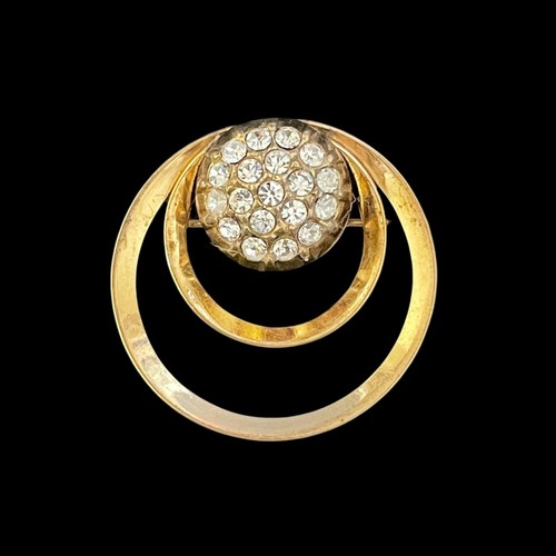 Vintage Pave Rhinestone Circle Pin Wedding Purse Accent 1.25" Regel 1/20 12K GF - Picture 1 of 5