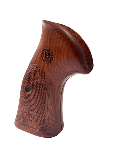 Wood Decorative Grips for S&W N , Square Butt Revolver, Opened back grip - Picture 4 of 6