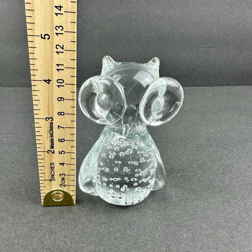 Vintage Owl Glass IW RICE Controlled Bubbles Figurine Paperweight - Picture 9 of 9