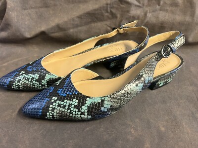 Naturalizer Women's Banks Slingback Pump Blue Multi Snake 6M