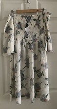 NWT Boohoo Off Shoulder Flutter Sleeve Summer Dress, Flower Print, Size US 12