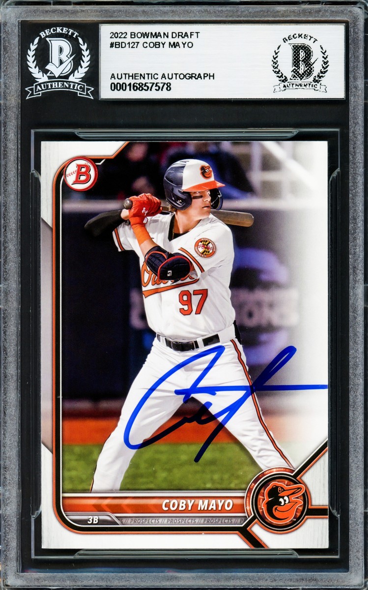 COBY MAYO AUTOGRAPHED 2022 BOWMAN DRAFT ROOKIE CARD ORIOLES 