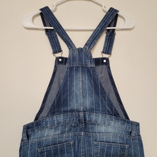 Vigoss Girls Size Large Overalls Shorts Blue Denim Jeans Jumper Striped ^ - Picture 6 of 13