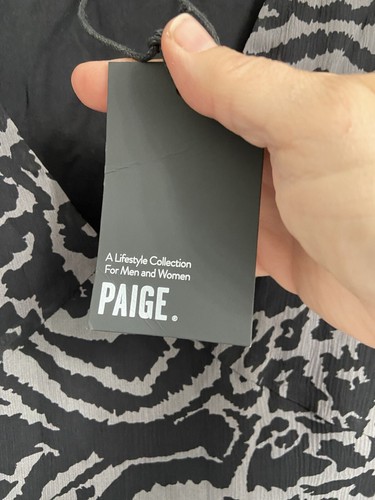 Paige Tornado Mixed Zebra Size Large Silk V-Neck Black and Gray Dress New - Picture 5 of 9