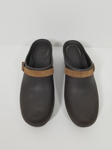 Crocs Chocolate Brown Cobbler Slip On Heel Mules Clogs Womens Size 10 - Picture 2 of 6