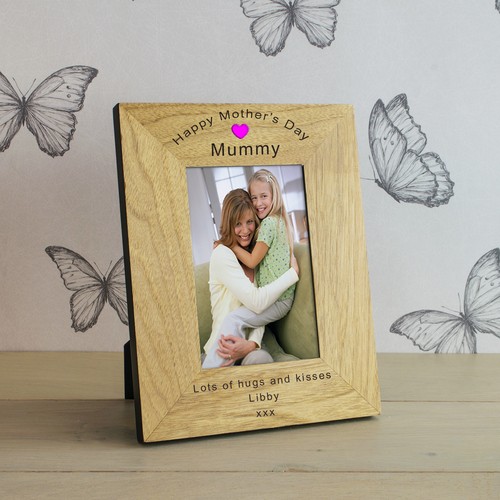 Marco de fotos de madera feliz día de la madre 6x4 - regalo grabado personalizado - Imagen 3 de 4