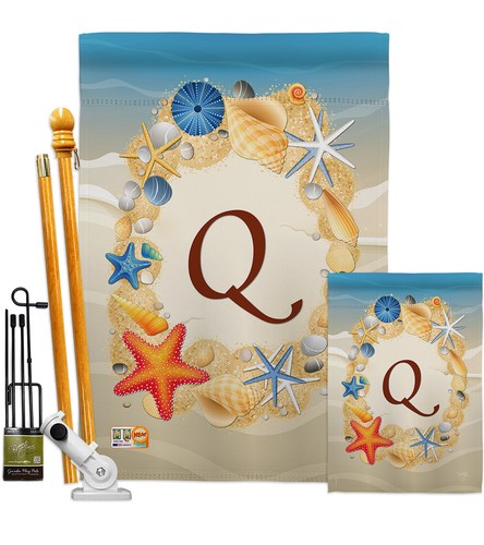 Bandera de jardín inicial Q de verano playa costera regalo decorativo patio casa pancarta - Imagen 5 de 13
