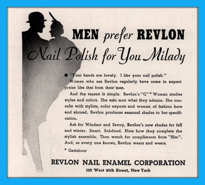 1936  AD REVLON NAIL ENAMEL CORP MEN PREFER REVLON 
